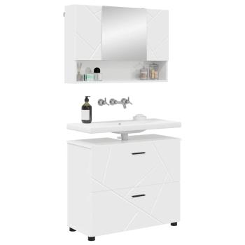Badezimmermöbel-Set 2 stk. Hochglanz Weiß 76,5 x 35 x 64 cm