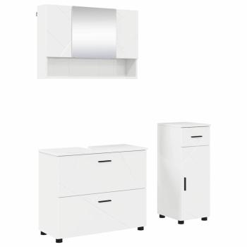 Badezimmermöbel-Set 3 stk. Hochglanz Weiß 76,5 x 35 x 64 cm