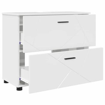 Badezimmermöbel-Set 3 stk. Hochglanz Weiß 76,5 x 35 x 64 cm