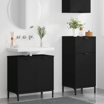 Badezimmermöbel-Set 2 stk. Schwarz 39,5 x 36 x 88 cm
