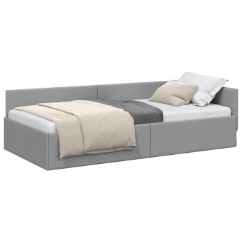 Eckbettgestell mit Kopfteil Hellgrau 90 cm x 190 cm Stoff