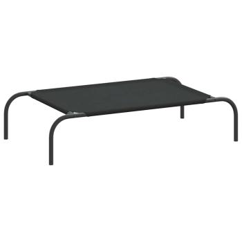 Hundebett Erhöht Schwarz 90x50x20 cm Oxford-Gewebe und Stahl