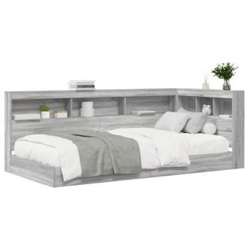 Bücherregal-Bett Grau Sonoma 100 x 200 cm Holzwerkstoff