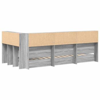 Bücherregal-Bett Grau Sonoma 100 x 200 cm Holzwerkstoff