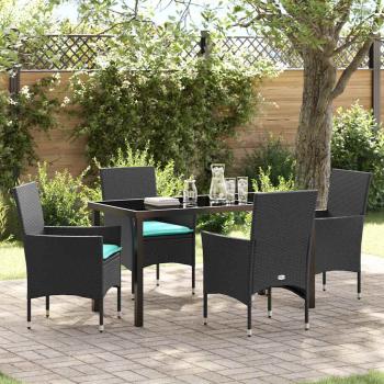 ARDEBO.de - Tisch- und Stuhlset 5 pcs Schwarz PE-Rattan