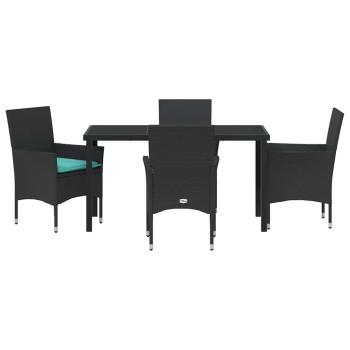 Tisch- und Stuhlset 5 pcs Schwarz PE-Rattan