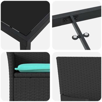 Tisch- und Stuhlset 5 pcs Schwarz PE-Rattan