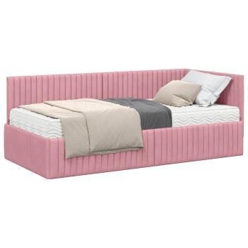 Eckbettgestell mit Matratze 2 stk. Rosa 90 x 190 cm Samt