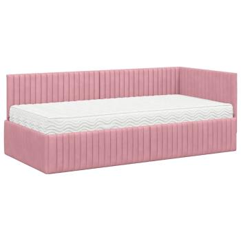 Eckbettgestell mit Matratze 2 stk. Rosa 90 x 190 cm Samt