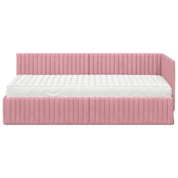 Eckbettgestell mit Matratze 2 stk. Rosa 90 x 190 cm Samt