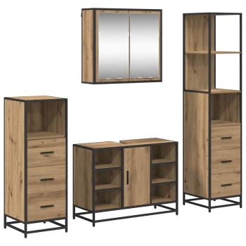 Badezimmermöbel-Set 4 stk. Artisan-Eiche 80 x 33 x 60 cm