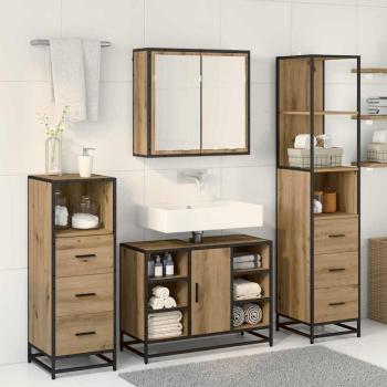 Badezimmermöbel-Set 4 stk. Artisan-Eiche 80 x 33 x 60 cm