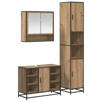 Badezimmermöbel-Set 3 stk. Artisan-Eiche 35 x 37,5 x 188,5 cm