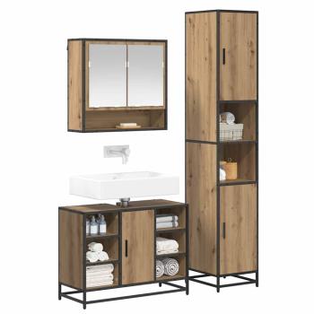 Badezimmermöbel-Set 3 stk. Artisan-Eiche 35 x 37,5 x 188,5 cm