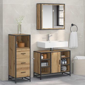 ARDEBO.de - Badezimmermöbel-Set 3 stk. Artisan-Eiche 80 x 33 x 60 cm