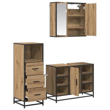 Badezimmermöbel-Set 3 stk. Artisan-Eiche 80 x 33 x 60 cm