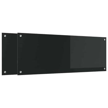Küchenrückwand 2 stk. Schwarz 110 x 40 cm Gehärtetes Glas