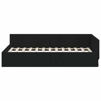 Eckbettgestell mit Kopfteil Schwarz 100 cm x 200 cm Stoff