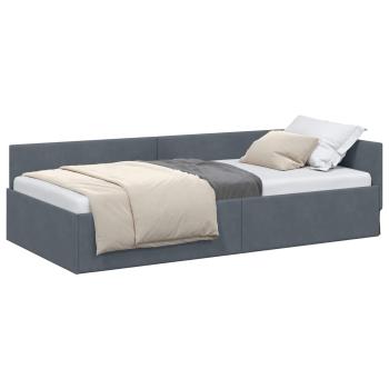 Eckbettgestell mit Kopfteil Dunkelgrau 100 cm x 200 cm Samt