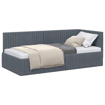 Eckbettgestell mit Kopfteil Dunkelgrau 90 cm x 190 cm Samt