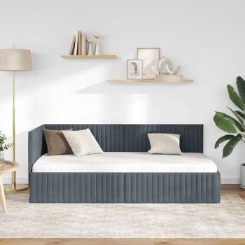 Eckbettgestell mit Kopfteil Dunkelgrau 90 cm x 200 cm Samt