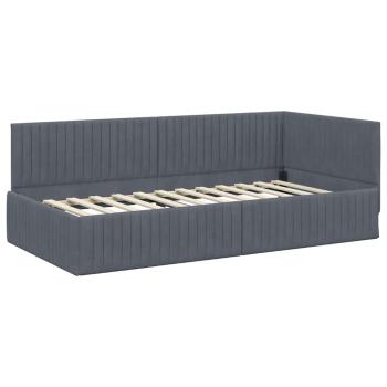 Eckbettgestell mit Kopfteil Dunkelgrau 100 cm x 200 cm Samt