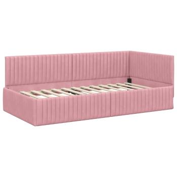 Eckbettgestell mit Kopfteil Rosa 100 cm x 200 cm Samt