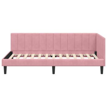 Eckbettgestell mit Kopfteil Rosa 90 cm x 200 cm Samt