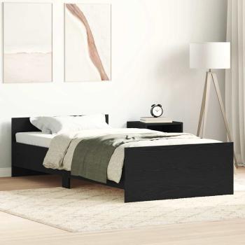ARDEBO.de - Bettgestell ohne Matratze Schwarz Eichen-Optik 90x200 cm