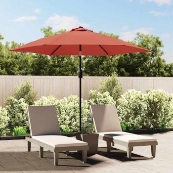ARDEBO.de - Sonnenschirm mit LED-Beleuchtung Stahl-Mast 300 cm Terrakotta