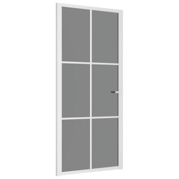 Innentür 93x201,5 cm Weiß ESG-Glas und Aluminium