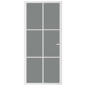 Innentür 93x201,5 cm Weiß ESG-Glas und Aluminium