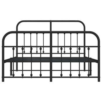Bettgestell mit Kopf- und Fußteil Metall Schwarz 150x200 cm