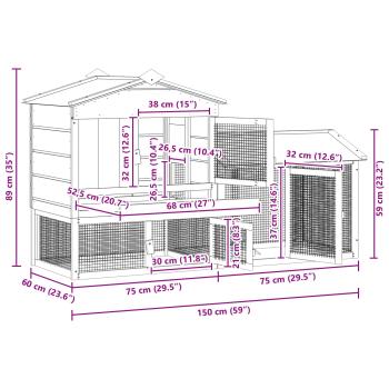 Hühnerunterkunft 2 Stk. Braun 150 x 60 x 89 cm