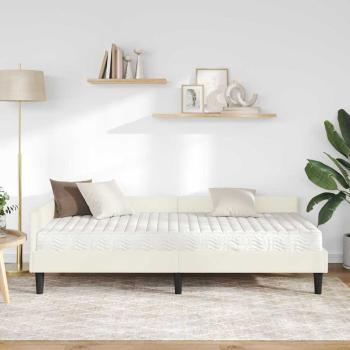 Eckbettgestell mit Matratze Sonstiges 2 Stk. Creme Samt