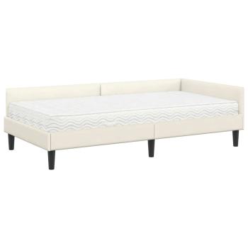 Eckbettgestell mit Matratze Sonstiges 2 Stk. Creme Samt