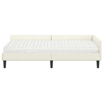 Eckbettgestell mit Matratze Sonstiges 2 Stk. Creme Samt