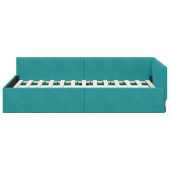 Eckbettgestell mit Kopfteil Türkis 90 cm x 190 cm Samt