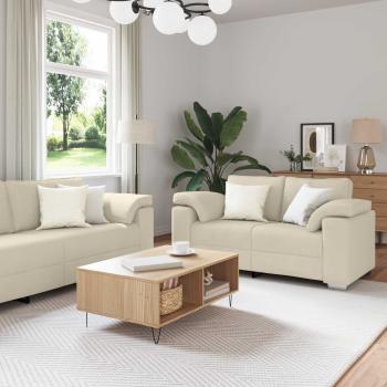 ARDEBO.de - Sofa 3 pcs Beige 219 x 80 x 82 cm Leinenmischgewebe