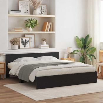 ARDEBO.de - Bettgestell mit Kopfteil Schwarz Eichen-Optik 203 x 185 x 70 cm