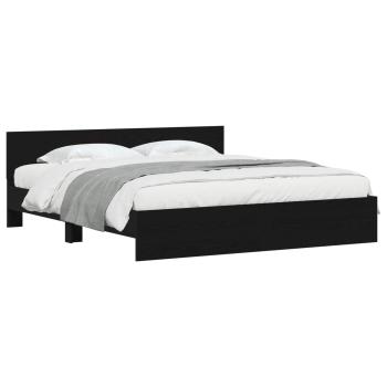 Bettgestell mit Kopfteil Schwarz Eichen-Optik 203 x 185 x 70 cm