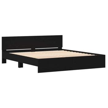 Bettgestell mit Kopfteil Schwarz Eichen-Optik 203 x 185 x 70 cm