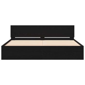 Bettgestell mit Kopfteil Schwarz Eichen-Optik 203 x 185 x 70 cm