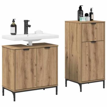 Badezimmermöbel-Set 2 Stk. Artisan-Eiche Sperrholz und Metall