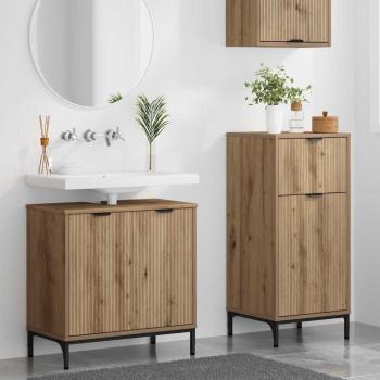 Badezimmermöbel-Set 2 Stk. Artisan-Eiche Sperrholz und Metall