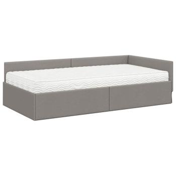 Eckbettgestell mit Matratze Sonstiges 2 Stk. Taupe Stoff