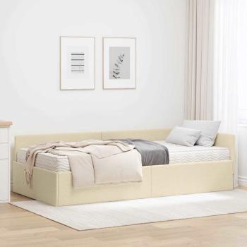 ARDEBO.de - Eckbettgestell mit Matratze Sonstiges 2 stk. Creme Stoff