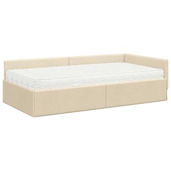 Eckbettgestell mit Matratze Sonstiges 2 stk. Creme Stoff
