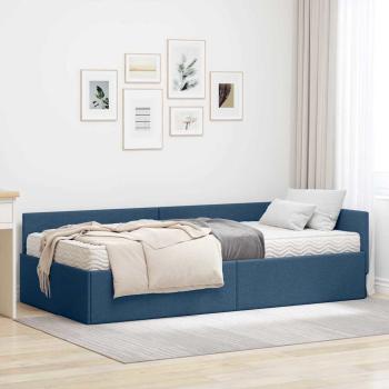 ARDEBO.de - Eckbettgestell mit Matratze 2 stk. Blau 90 x 190 cm Stoff