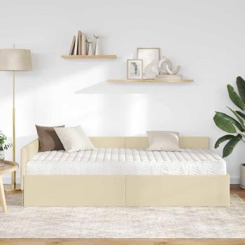 Eckbettgestell mit Matratze Sonstiges 2 stk. Creme Stoff